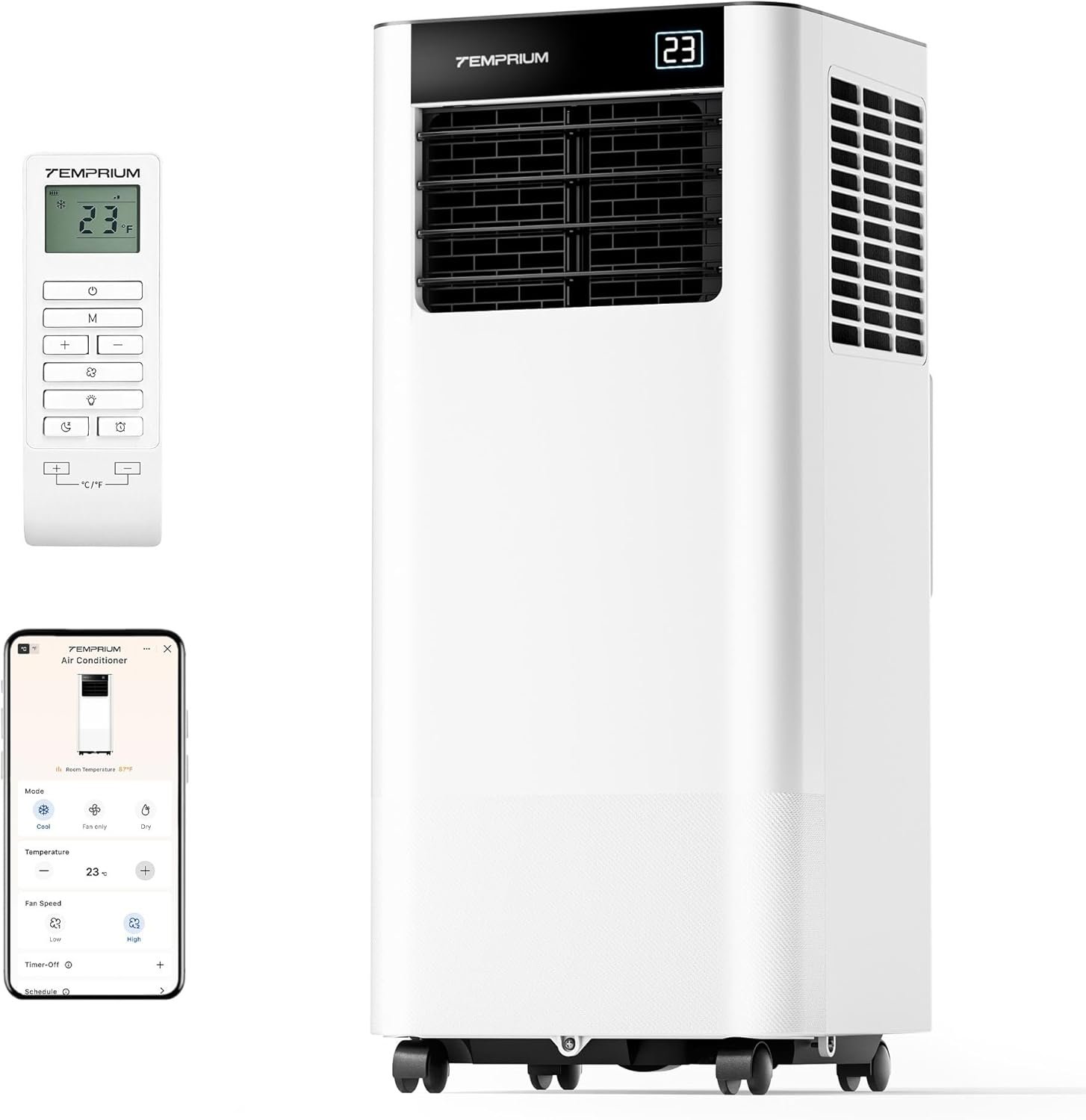 71E38NCr32L._AC_SL1500 Mobile Klimaanlage 7000BTU 2,0Kw mit Abluftschlauch | 3-in-1 Mobiles Klimagerät | Fensterabdichtung | APP-Steuerung + Fernbedienung | Leiser Betrieb | 24h-Timer | Für Räume bis 20m²
