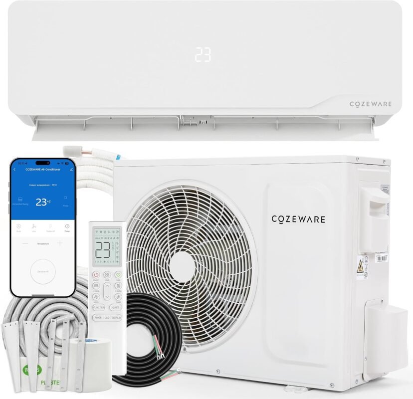 Split Klimaanlage, 12000 BTU / 3,500 W | WLAN/APP Funktion Klimagerät, Kühlen A++/Heizen A+, Kältemittel R32, bis 45-60m², sehr leise, Fernbedienung, Montagematerial